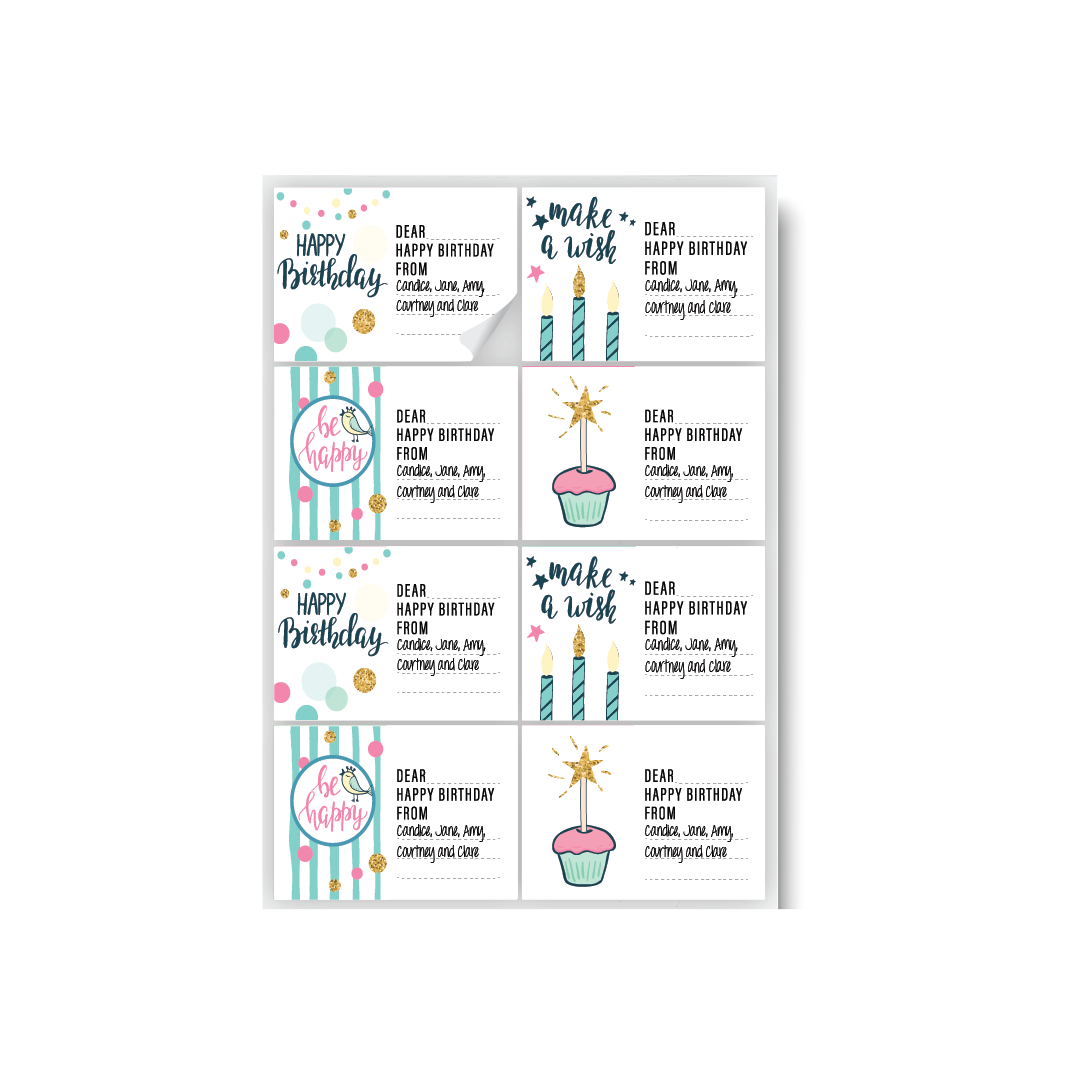 Happy Birthday Labels 8 pack of 32 Print my Labels